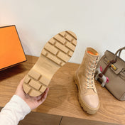 HM 26S LACE-UP ANKLE BOOTS IN BEIGE LAMBSKIN AND SUEDE STYLE 3