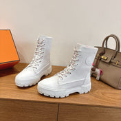 HM 26S LACE-UP ANKLE BOOTS IN WHITE LAMBSKIN AND SUEDE