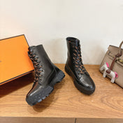HM 26S LACE-UP ANKLE BOOTS IN BLACK LAMBSKIN