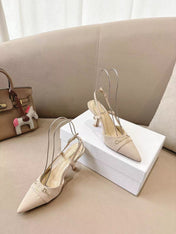 MY DD SLINGBACK PUMP 85MM IN BEIGE DENIM