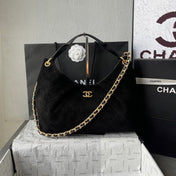 CHANEL 25S HOBO BAG 33 IN BLACK SUEDE GOLD HARDWARE