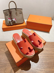 HM 25S HIGH WEDGE SANDALS IN DARK ORANGE LAMBSKIN STYLE 33