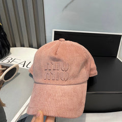 MM BASEBALL CAP IN PEACHY PINK VELVET