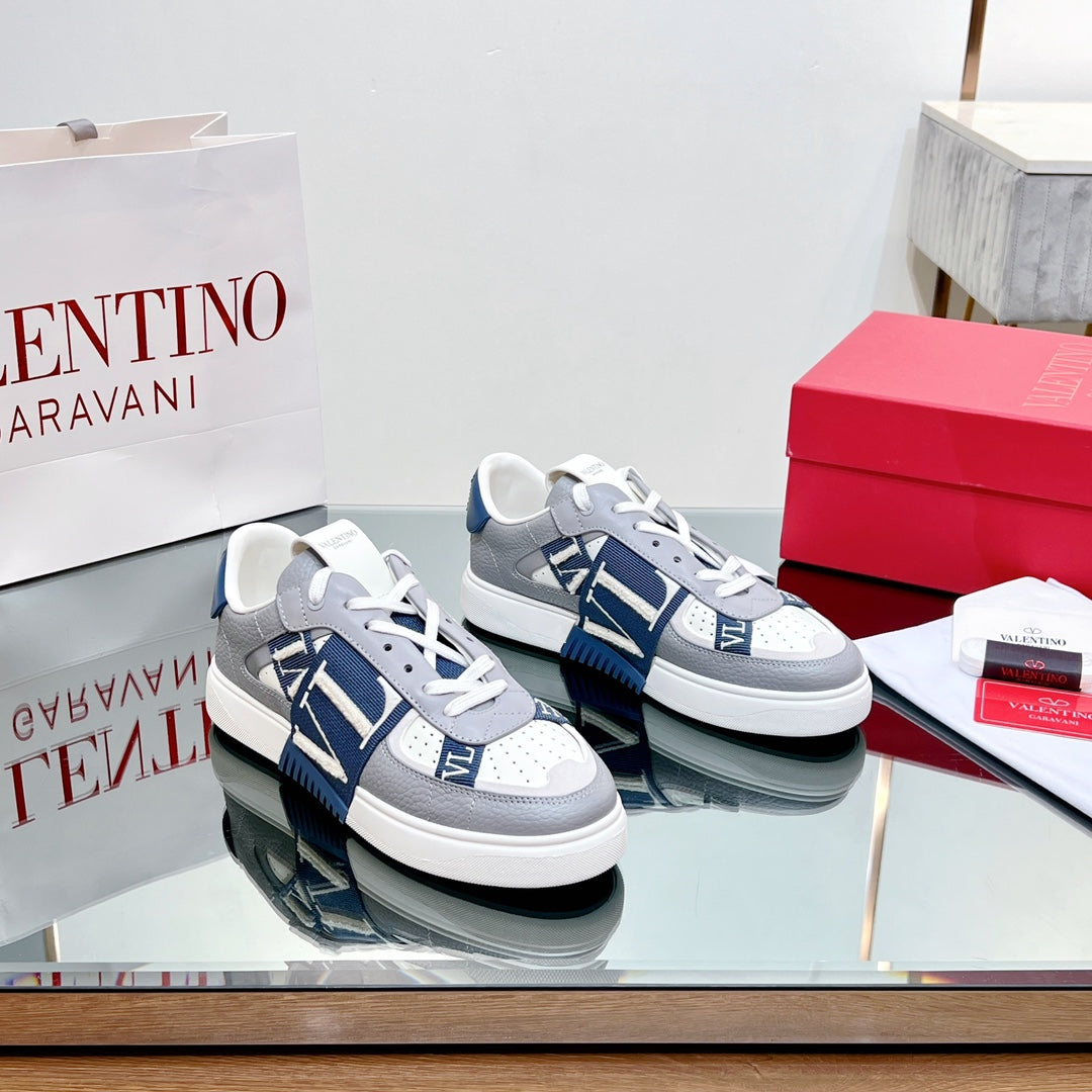 VALENTINO 25S GARAVANI VL7N SNEAKERS IN GREY MIX DARK BLUE LAMBSKIN
