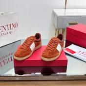 VALENTINO 25S UPVILLAGE SNEAKERS IN WHITE MIX DARK ORANGE SUEDE