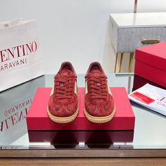 VALENTINO 25S UPVILLAGE SNEAKERS IN RED SUEDE