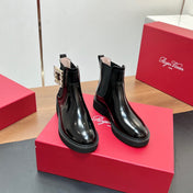 RANGERS CHELSEA BOOTS IN BLACK SHINY CALFSKIN CRYSTAL BUCKLE