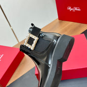 RANGERS CHELSEA BOOTS IN BLACK SHINY CALFSKIN CRYSTAL BUCKLE