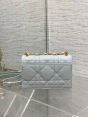 MISS CARO MINI 17 BAG IN CHROME GRAY MACROCANNAGE LAMBSKIN