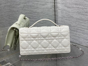 DIOR 25S DIOR TALK PHONE POUCH 21 IN WHITE CANNAGE LAMBSKIN SILVER HARDWRE