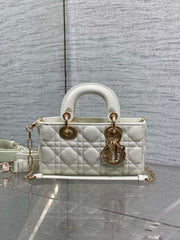 DIOR 25S MICRO LADY D-JOY 19 IN IVORY CALFSKIN GOLD HARDWRE