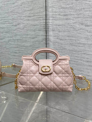 DIOR 25S JOLIE TOP HANDLE MINI BAG 18 IN BABY PINK CALFSKIN GOLD HARDWRE