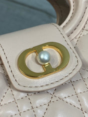 DIOR 25S JOLIE TOP HANDLE MINI BAG 18 IN BABY PINK CALFSKIN GOLD HARDWRE