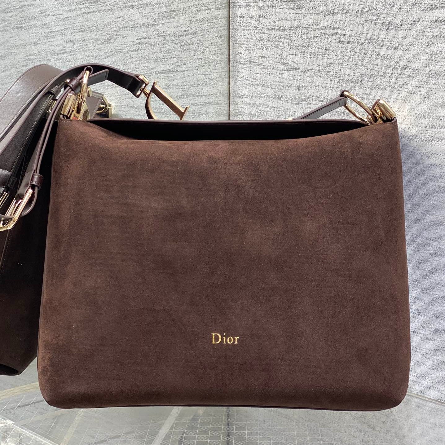 DIOR 26S MEDIUM BAG 31 IN DARK BROWN SUEDE