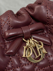 DIOR 26S ADIORABLE BUCKET BAG 20 IN BURGUNDY LAMBSKIN