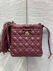 DIOR 26S ADIORABLE BUCKET BAG 20 IN BURGUNDY LAMBSKIN