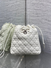 DIOR 26S ADIORABLE BUCKET BAG 20 IN WHITE LAMBSKIN