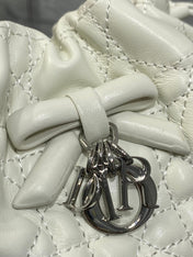 DIOR 26S ADIORABLE BUCKET BAG 20 IN WHITE LAMBSKIN