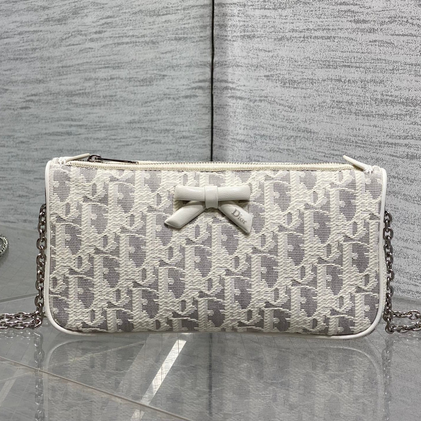 DIOR 26S PROMENADE BAG 22 IN BEIGE OBLIQUE JACQUARD