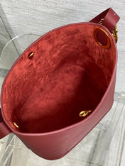 DIOR 26S MEDAILLON BUCKET BAG 26 IN DARK RED CALFSKIN