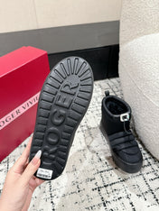 VIV' UP ANKLE BOOTS IN BLACK TECHNICAL FABRIC FLEECE LINING