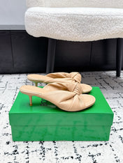 BOTTEGA VENETA 26S TWIST-STRAP HIGH-HEEL SANDALS 50 MM IN BEIGE LAMBSKIN