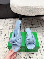 BOTTEGA VENETA 26S TWIST-STRAP HIGH-HEEL SANDALS 50 MM IN SKY BLUE LAMBSKIN