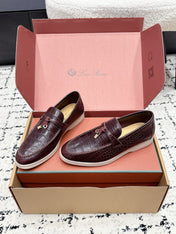 LP 26S SUMMER CHARMS WALK LOAFER IN DARK BROWN CROCODILE CALFSKIN GOLD HARDWARE