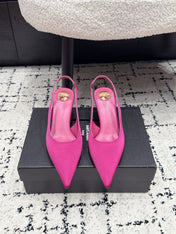 YSL 26S SLINGBACK PUMPS 60 MM IN PINK SATIN