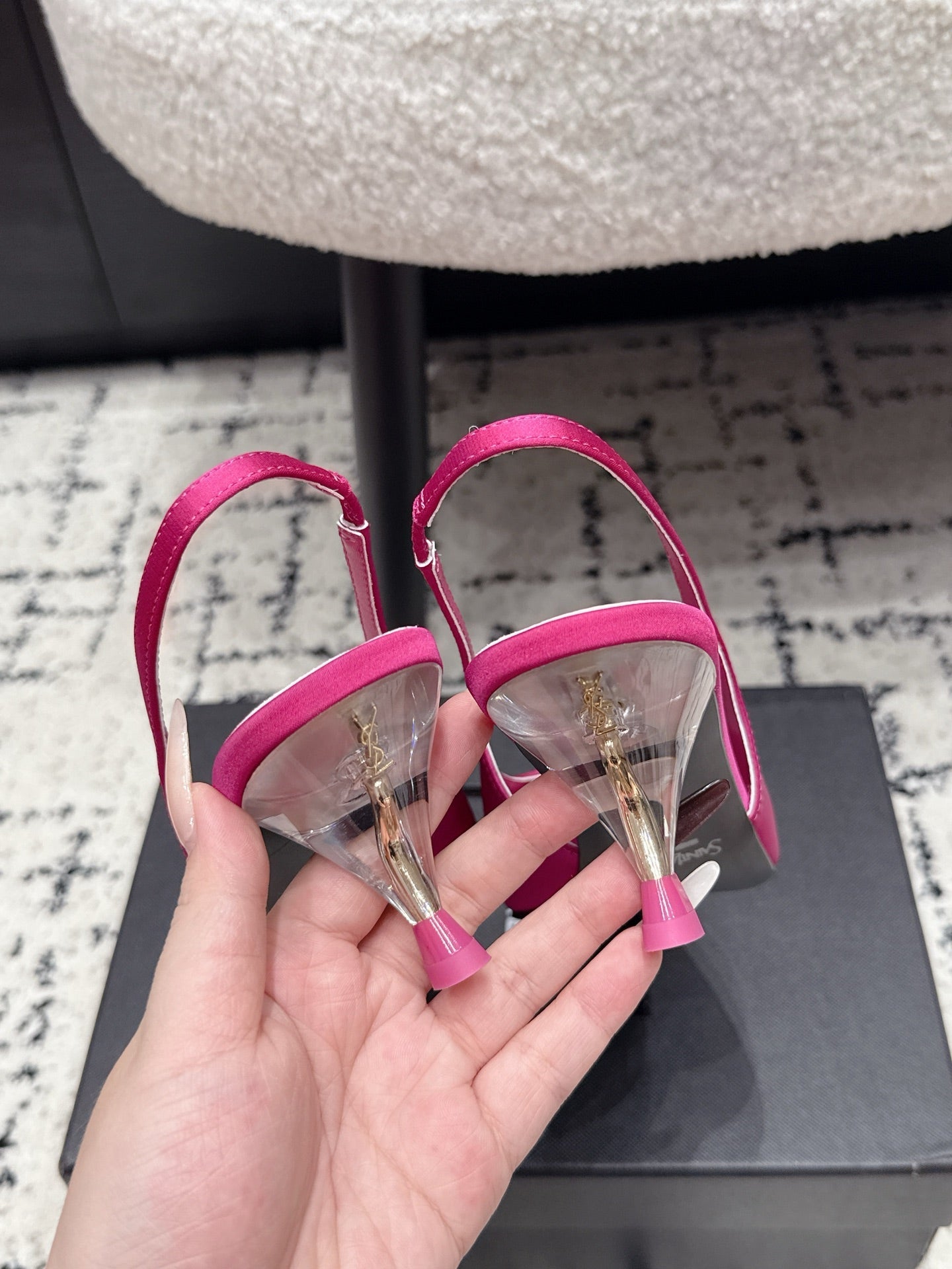 YSL 26S SLINGBACK PUMPS 60 MM IN PINK SATIN