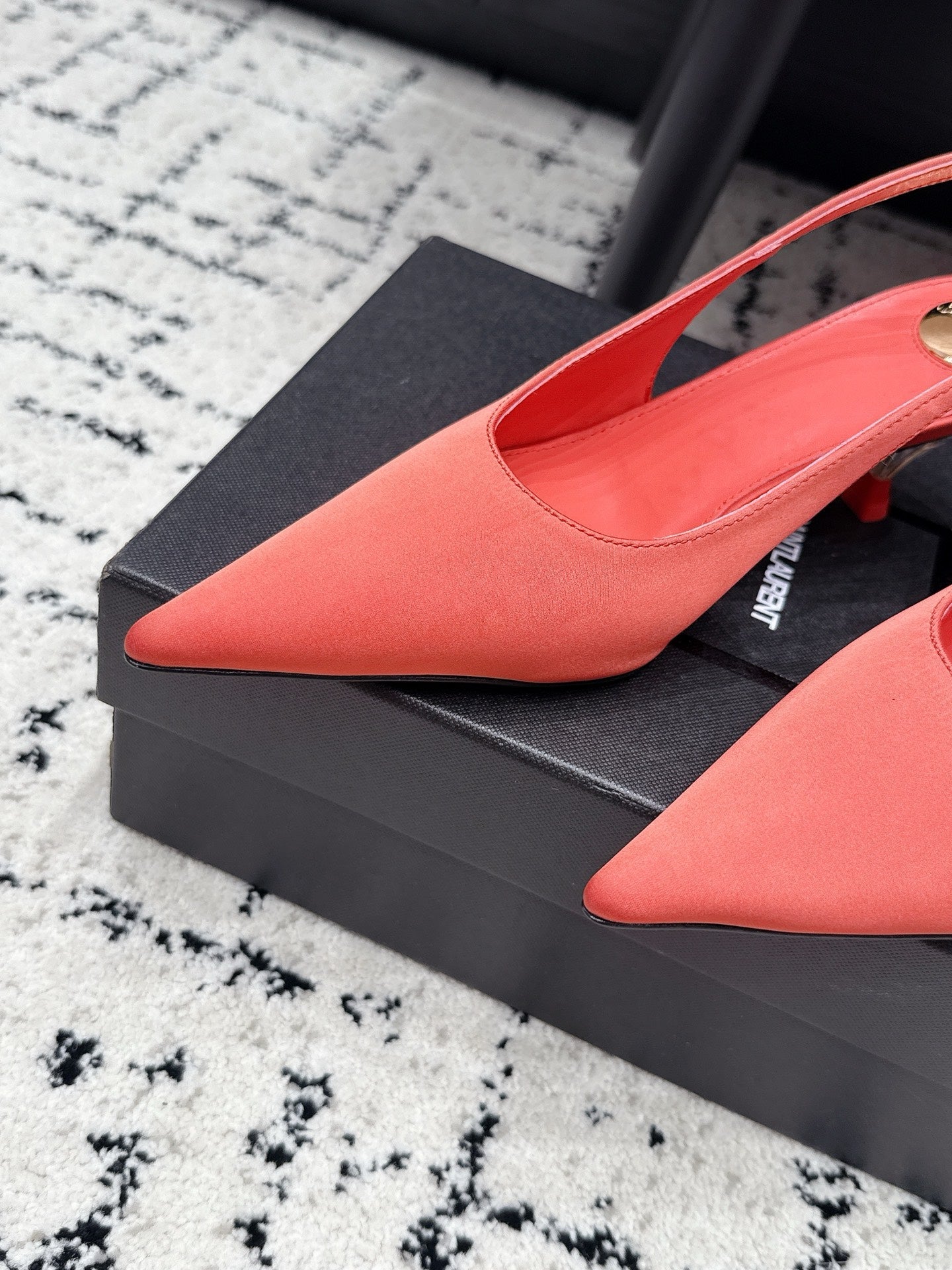 YSL 26S SLINGBACK PUMPS 60 MM IN CORAL ORANGE SATIN