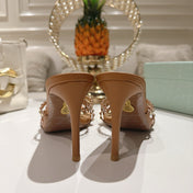 AQUAZZURA 26S HIGH-HEEL SANDALS 85 MM IN BROWN CALFSKIN