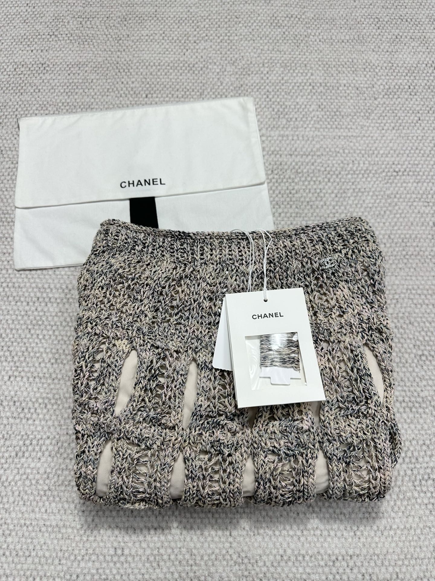 CC 25 Hollow Knitted Skirt Gray Cotton