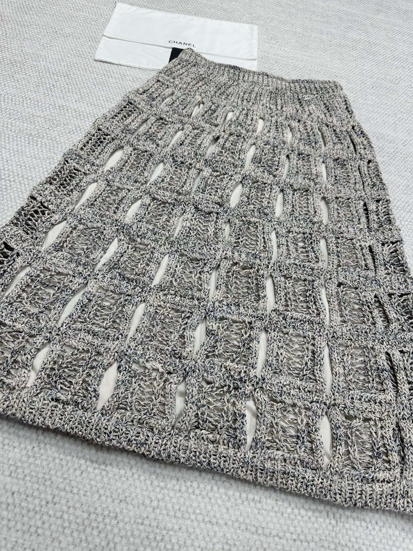 CC 25 Hollow Knitted Skirt Gray Cotton