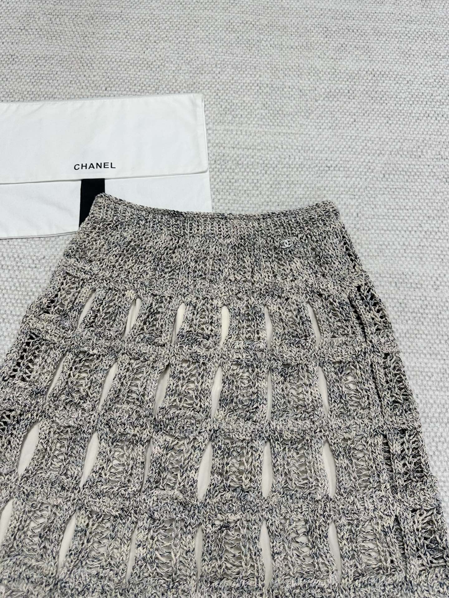 CC 25 Hollow Knitted Skirt Gray Cotton