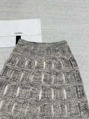 CC 25 Hollow Knitted Skirt Gray Cotton