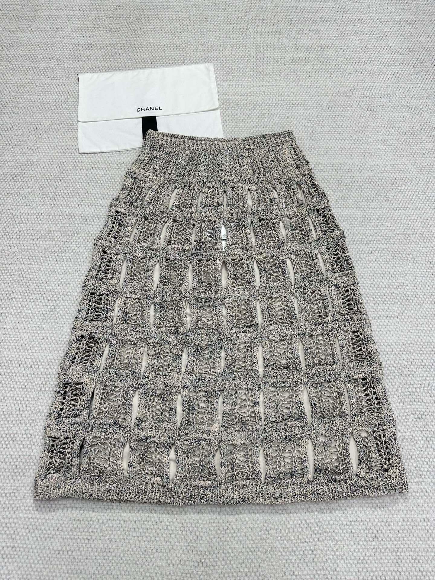 CC 25 Hollow Knitted Skirt Gray Cotton