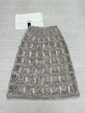 CC 25 Hollow Knitted Skirt Gray Cotton
