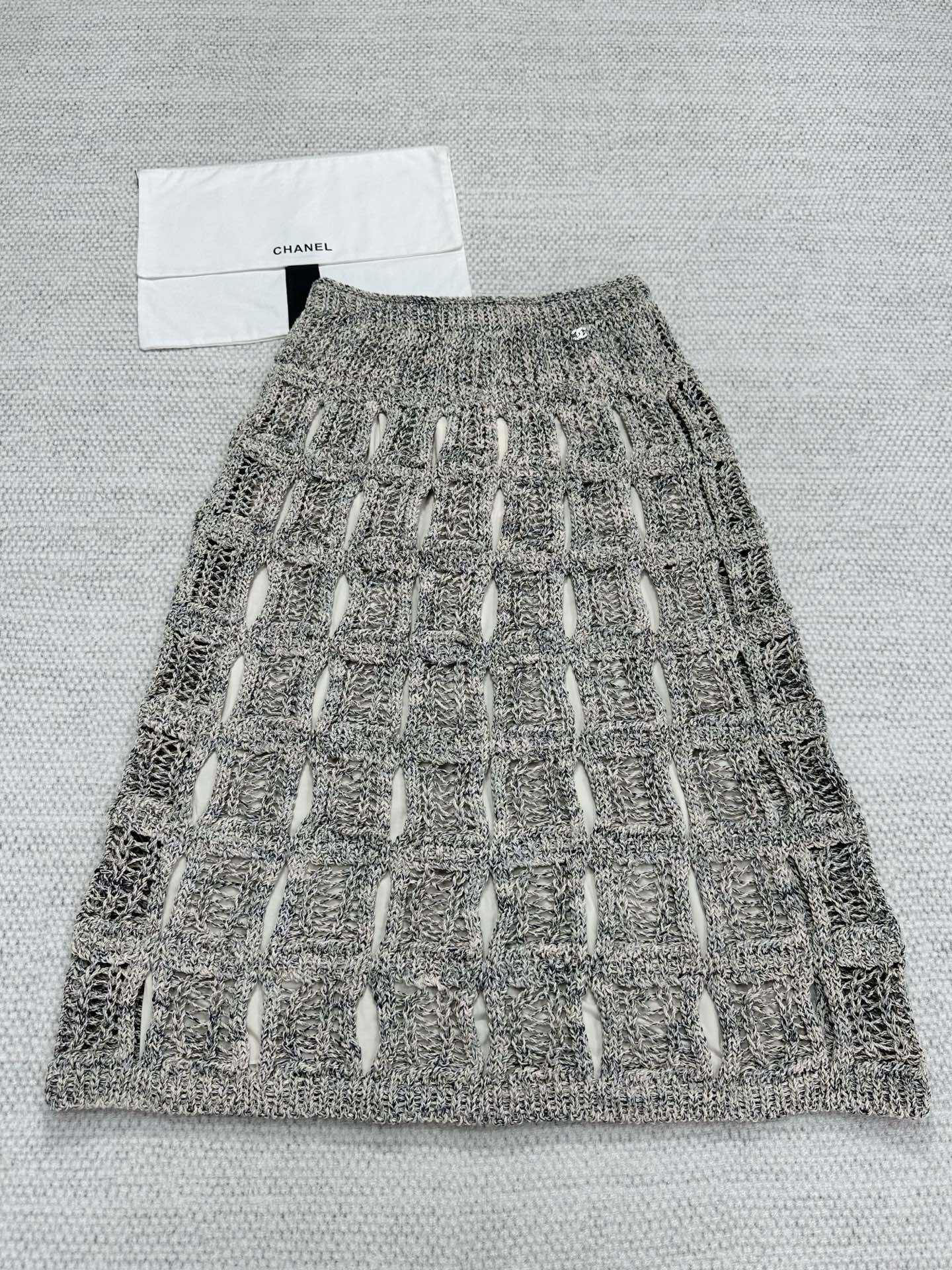 CC 25 Hollow Knitted Skirt Gray Cotton