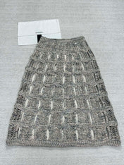 CC 25 Hollow Knitted Skirt Gray Cotton