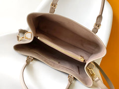 LV 25S BABYLONE TOTE GM BAG 37 IN TOURTERELLE GREY CALFSKIN GOLD HARDWARE