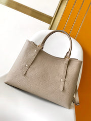 LV 25S BABYLONE TOTE GM BAG 37 IN TOURTERELLE GREY CALFSKIN GOLD HARDWARE