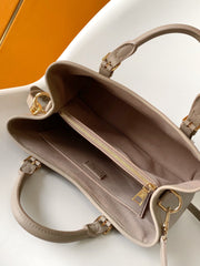 LV 25S BABYLONE TOTE BAG 32 IN TOURTERELLE GREY CALFSKIN GOLD HARDWARE