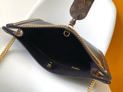 LV 25S NOVA MM BAG 37 IN BLACK CALFSKIN AND BROWN MONOGRAM CANVAS TRIM