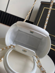 CHANEL 26S QUILTED SMALL SHOPPING TOTE 25 IN WHITE CAVIAR CALFSKIN GOLD HARDWARE