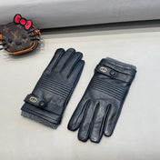 TOUCHSCREEN GLOVES IN BLACK LAMBSKIN MIX WOOL 327782