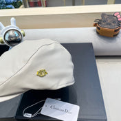 BAKER BOY HAT IN IVORY BEIGE LEATHER 436768