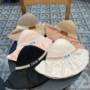 IVORY BEIGE STRAW BUCKET HAT WITH BOW FABRIC BORDER 439645