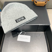 KNITTED BEANIE HAT IN LIGHT GRAY WOOL AND RABBIT FUR 439675