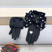 GLOVES IN BLACK MIX WHITE WOOL 454573
